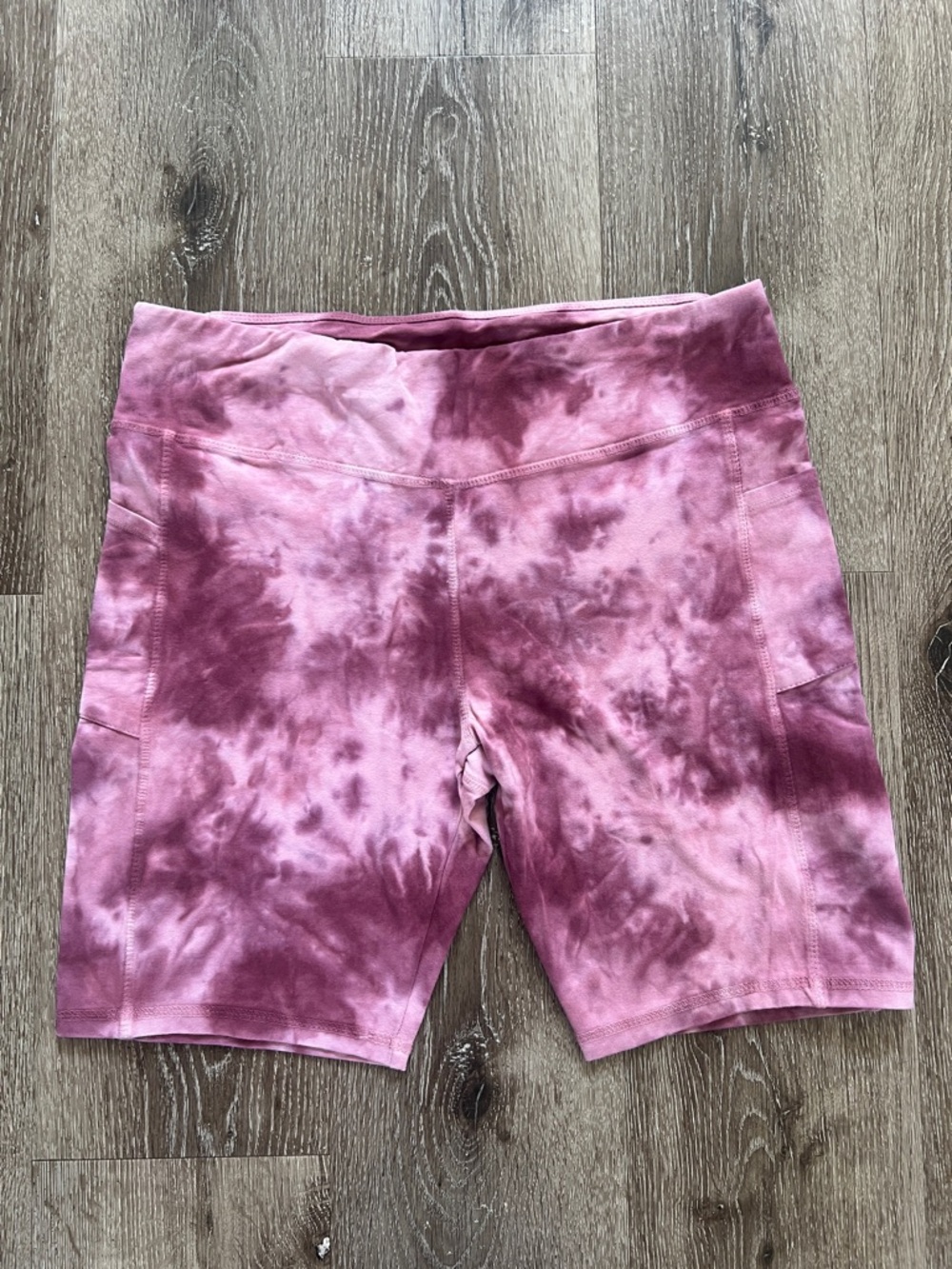 bebe Pink Tie-Dye High-Waist Bike Shorts